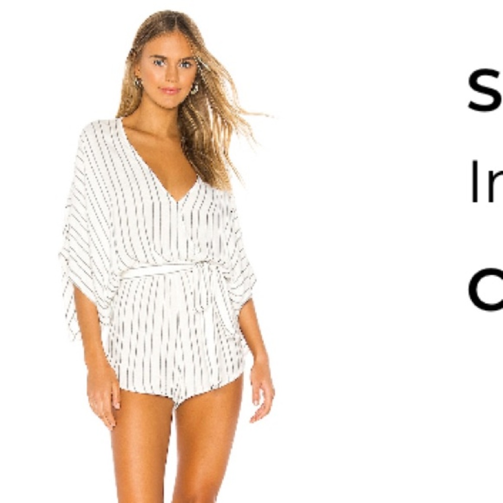 Indah White Romper with Black Pinstripes